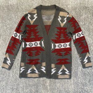 Women's Cardigan Sweater with Tribal/Aztec Design